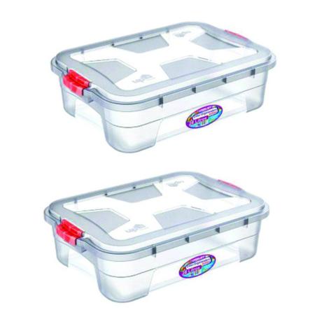Combo 2un caixas organizadoras multiuso transparente 28 litros uninjet Menor preço em Combo 2un caixas organizadoras multiuso transparente 28 litros uninjet