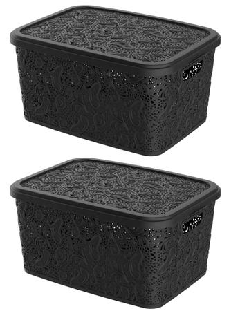 Combo 2un cesto organizador multiuso renda preto 17lt uninjet Menor preço em Combo 2un cesto organizador multiuso renda preto 17lt uninjet