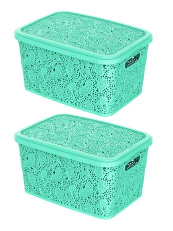 Combo 2un cesto organizador multiuso renda verde 10lt uninjet Menor preço em Combo 2un cesto organizador multiuso renda verde 10lt uninjet