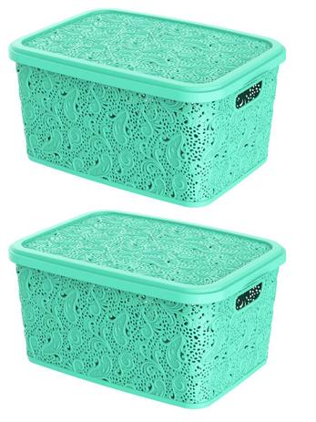 Combo 2un cesto organizador multiuso renda verde 17lt uninjet Menor preço em Combo 2un cesto organizador multiuso renda verde 17lt uninjet