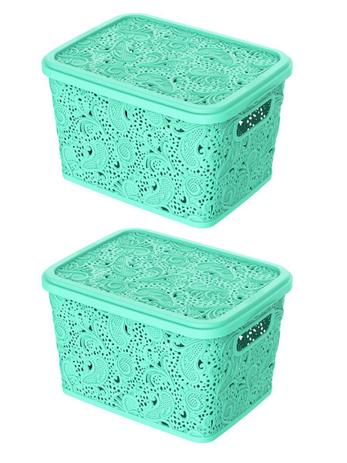 Combo 2un cesto organizador multiuso renda verde 5,5lt uninjet Menor preço em Combo 2un cesto organizador multiuso renda verde 5,5lt uninjet