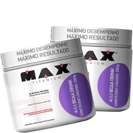 Combo 2x Bcaa Drink 4:1:1 Pó Max Titanium 280g Menor preço em Combo 2x Bcaa Drink 4:1:1 Pó Max Titanium 280g
