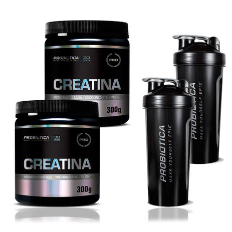 Combo 2x Creatina 300g (600g) + 2x Coqueteleira - Probiótica Menor preço em Combo 2x Creatina 300g (600g) + 2x Coqueteleira - Probiótica