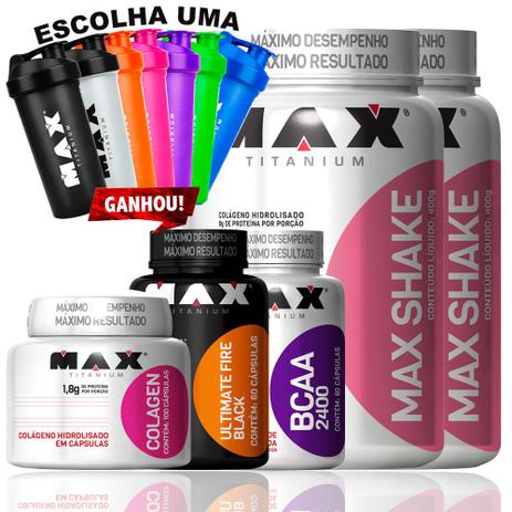 Combo 2x Max Shake 400g + Bcaa 2400 + Termogenico Colagen - Max titanium é boa?