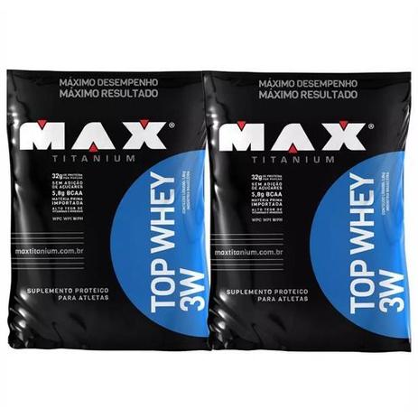 Combo 2x Top Whey 3W - 1800g Refil Morango - Max Titanium Menor preço em Combo 2x Top Whey 3W - 1800g Refil Morango - Max Titanium