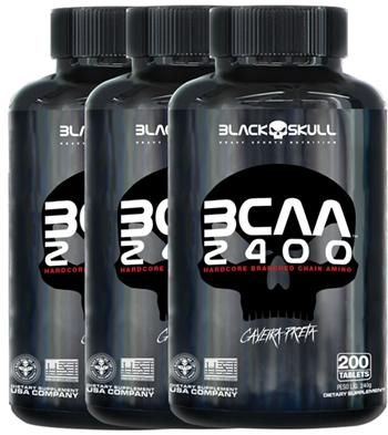 Combo 3 Bcaa 2400 200 TABS CADA (600TABS TOTAL) - BLACK SKULL - CAVEIRA PRETA Menor preço em Combo 3 Bcaa 2400 200 TABS CADA (600TABS TOTAL) - BLACK SKULL - CAVEIRA PRETA