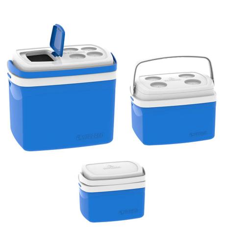 Combo 3 Caixa Térmica 32, 12, 5 L Azul Cooler Soprano Menor preço em Combo 3 Caixa Térmica 32, 12, 5 L Azul Cooler Soprano
