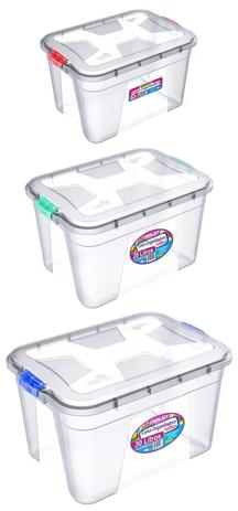 Combo 3 caixas organizadoras em polipropileno p (12lts) m (20lts) g (30lts) transparente - Uninjet Menor preço em Combo 3 caixas organizadoras em polipropileno p (12lts) m (20lts) g (30lts) transparente - Uninjet