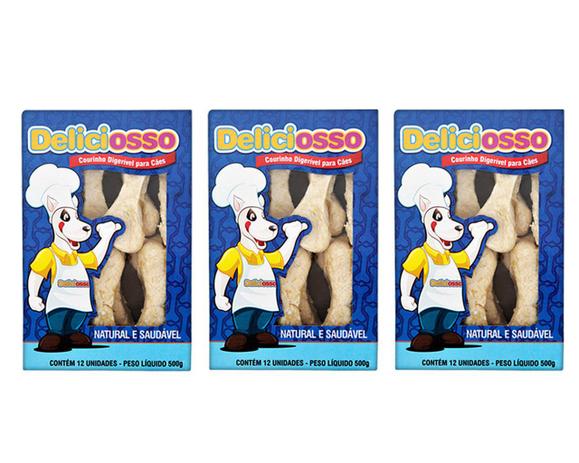 Combo 3 caixas Ossinho Para Cachorro Deliciosso Natural Moldado com 12 unidades 500g Menor preço em Combo 3 caixas Ossinho Para Cachorro Deliciosso Natural Moldado com 12 unidades 500g