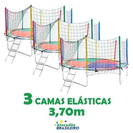 Combo 3 camas elásticas nacionais 3,70m - frete grátis - Mundi toys Menor preço em Combo 3 camas elásticas nacionais 3,70m - frete grátis - Mundi toys