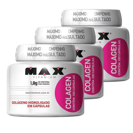 Combo (3 Colágeno Hidrolisado Colagen - Max Titanium - 100 C Menor preço em Combo (3 Colágeno Hidrolisado Colagen - Max Titanium - 100 C