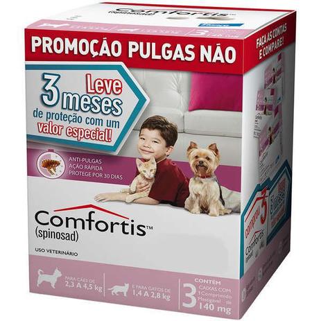 Combo 3 Comfortis Cães De 2,3 A 4,5kg E Gatos De 1,4 A 2,8kg - Elanco Menor preço em Combo 3 Comfortis Cães De 2,3 A 4,5kg E Gatos De 1,4 A 2,8kg - Elanco