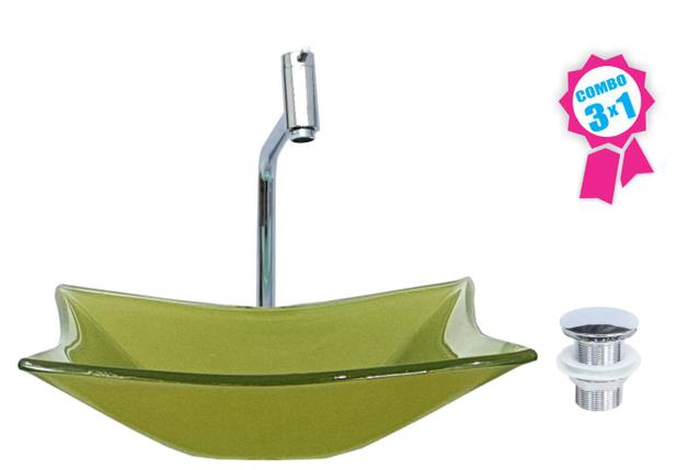 Combo 3 em 1 - Cuba de Vidro Retangular Assis 39 Cm + Torneira Cromada Link Algarve + Válvula Beirute - Ekasa Menor preço em Combo 3 em 1 - Cuba de Vidro Retangular Assis 39 Cm + Torneira Cromada Link Algarve + Válvula Beirute - Ekasa