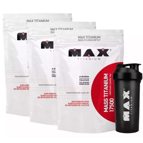 Combo 3 Mass Titanium 9kg e Coqueteleira - Max Titanium - Leite Condensado Menor preço em Combo 3 Mass Titanium 9kg e Coqueteleira - Max Titanium - Leite Condensado