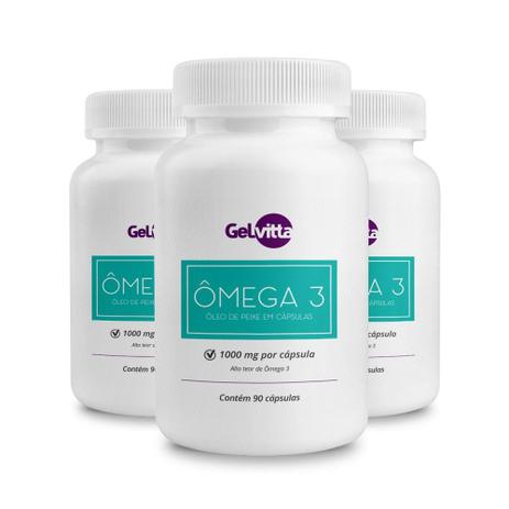 Combo 3 Potes De Ômega 3 Óleo De Peixe 270 Cápsulas Gelvitta Menor preço em Combo 3 Potes De Ômega 3 Óleo De Peixe 270 Cápsulas Gelvitta