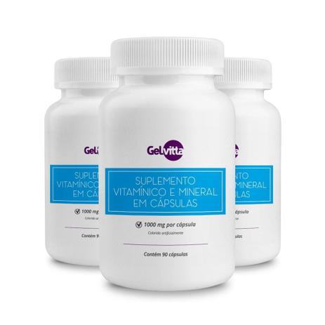 Combo 3 Potes De Suplemento Vitamínico E Mineral 270 Cáps - Gelvitta Menor preço em Combo 3 Potes De Suplemento Vitamínico E Mineral 270 Cáps - Gelvitta