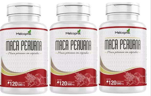 COMBO - 3UN Maca Peruana 360caps 500mg Melcoprol 100 Puro Menor preço em COMBO - 3UN Maca Peruana 360caps 500mg Melcoprol 100 Puro