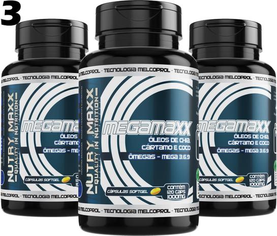 COMBO 3un Omega 3, 6, 9 360cáps 1000mg Chia Cartamo Coco - Melcoprol Menor preço em COMBO 3un Omega 3, 6, 9 360cáps 1000mg Chia Cartamo Coco - Melcoprol