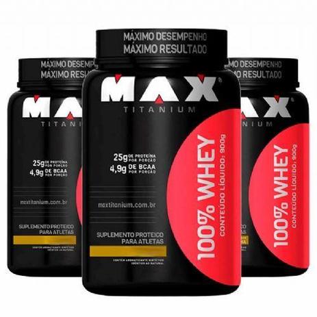 Combo 3X - 100 Whey Protein - 900g Chocolate - Max Titanium Menor preço em Combo 3X - 100 Whey Protein - 900g Chocolate - Max Titanium