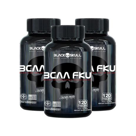 Combo 3x Bcaa FKU 120CAPS - Black Skull Menor preço em Combo 3x Bcaa FKU 120CAPS - Black Skull