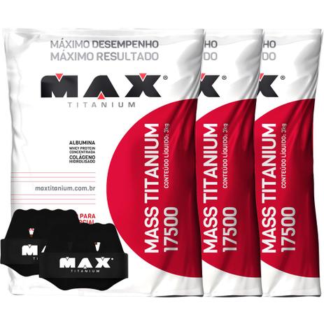 Combo 3x Massa Hipercalorico Max Titanium 9kg Menor preço em Combo 3x Massa Hipercalorico Max Titanium 9kg