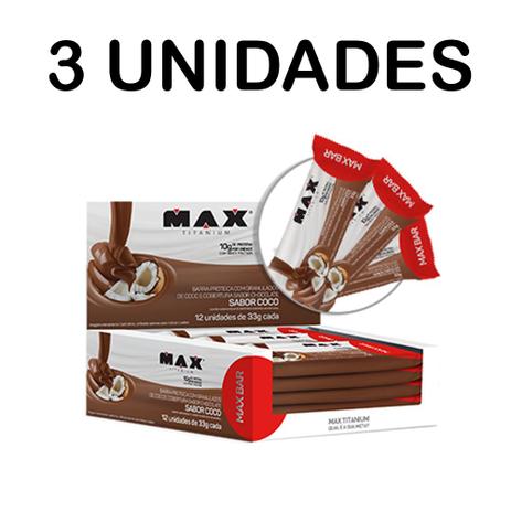 Combo 3x Max Bar - Caixa c/12un - Max Titanium Menor preço em Combo 3x Max Bar - Caixa c/12un - Max Titanium