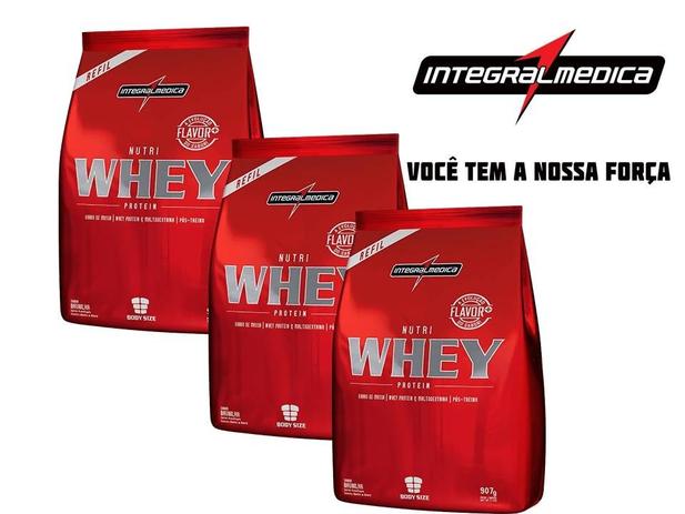 Combo 3x Nutri Whey Integralmédica 907g - Morango - Integralmedica Menor preço em Combo 3x Nutri Whey Integralmédica 907g - Morango - Integralmedica