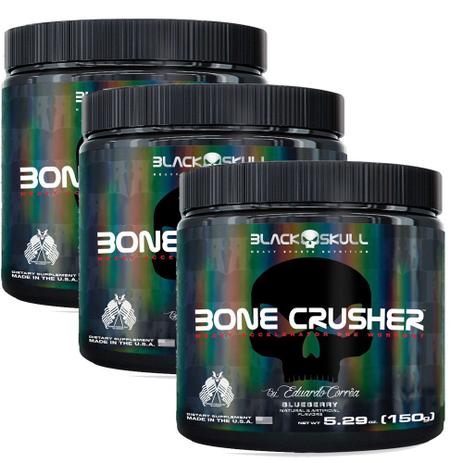 Combo 3x Pré Treino Bone Crusher (150g) - Black Skull Menor preço em Combo 3x Pré Treino Bone Crusher (150g) - Black Skull