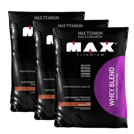 Combo 3x Whey Blend - 2kg - Max Titanium Menor preço em Combo 3x Whey Blend - 2kg - Max Titanium