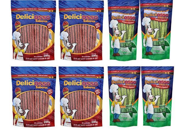 Combo 4 Pacotes Palito Ossinho Para Cães Deliciosso Palito Fino Carne e 4 Menta Menor preço em Combo 4 Pacotes Palito Ossinho Para Cães Deliciosso Palito Fino Carne e 4 Menta