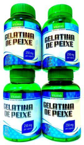Combo 4 Potes Gelatina De Peixe 250mg 240 Capsulas Vitalab Menor preço em Combo 4 Potes Gelatina De Peixe 250mg 240 Capsulas Vitalab