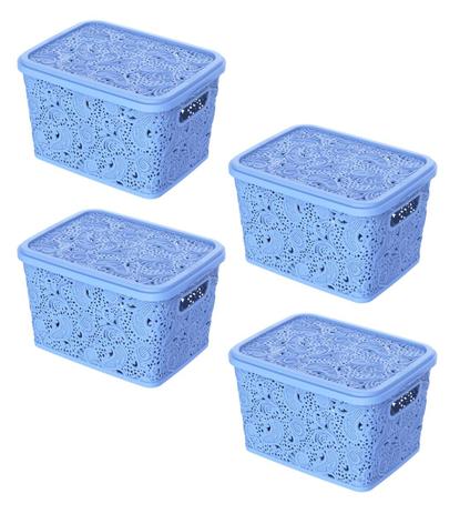 Combo 4un cesto organizador multiuso renda azul 5,5lt uninjet Menor preço em Combo 4un cesto organizador multiuso renda azul 5,5lt uninjet