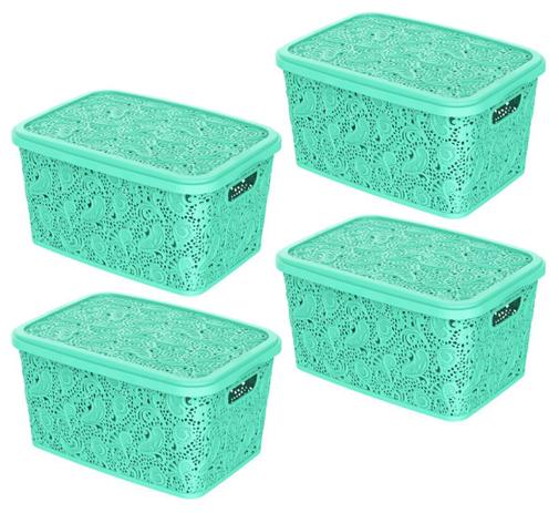 Combo 4un cesto organizador multiuso renda verde 10lt uninjet Menor preço em Combo 4un cesto organizador multiuso renda verde 10lt uninjet