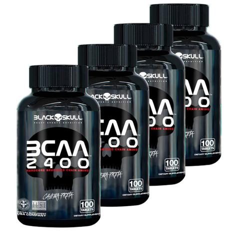 Combo 4x Bcaa 2400 (100caps) - Black Skull Menor preço em Combo 4x Bcaa 2400 (100caps) - Black Skull