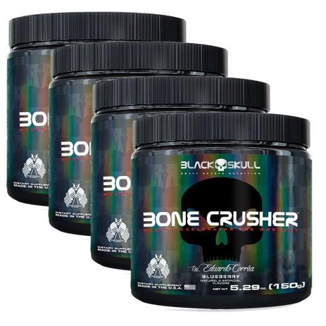 Combo 4x Pré Treino Bone Crusher (150g) - Black Skull Menor preço em Combo 4x Pré Treino Bone Crusher (150g) - Black Skull