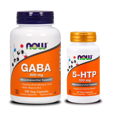 Combo 5-HTP 100MG 60 Caps + GABA 500MG 100 Caps Now Foods Menor preço em Combo 5-HTP 100MG 60 Caps + GABA 500MG 100 Caps Now Foods