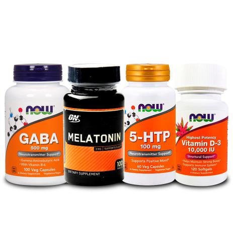 Combo 5-HTP + GABA + Melatönïnä 3mg ON + Vit D3 Now Foods - Optimum nutrition + now foods Menor preço em Combo 5-HTP + GABA + Melatönïnä 3mg ON + Vit D3 Now Foods - Optimum nutrition + now foods