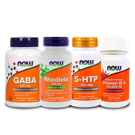 Combo 5-HTP + Gaba + Rhodiola Rosea + Vit D3 10000 Now Foods Menor preço em Combo 5-HTP + Gaba + Rhodiola Rosea + Vit D3 10000 Now Foods