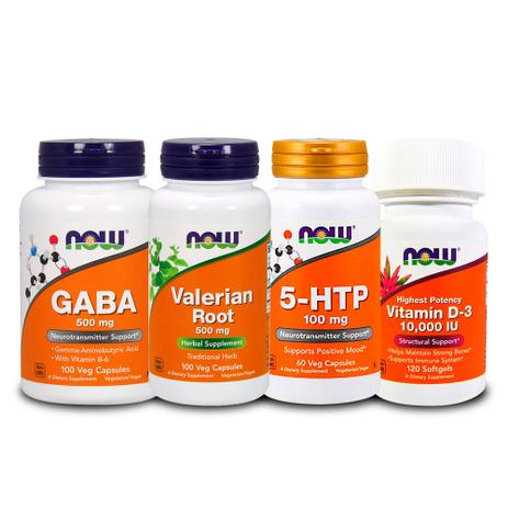 Combo 5-HTP + Gaba + Valeriana + Vit D3 10000ui Now Foods Menor preço em Combo 5-HTP + Gaba + Valeriana + Vit D3 10000ui Now Foods