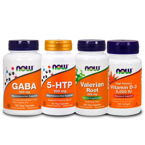 Combo 5-HTP + Gaba + Valeriana + VITA D3 5000ui Now Foods Menor preço em Combo 5-HTP + Gaba + Valeriana + VITA D3 5000ui Now Foods