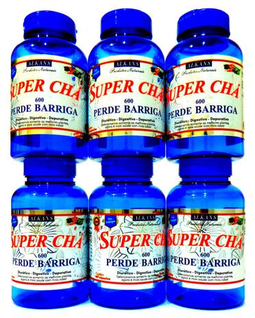 Combo 6 potes de Super Chá Seca Barriga - 360 cápsulas 600mg - Alkans Menor preço em Combo 6 potes de Super Chá Seca Barriga - 360 cápsulas 600mg - Alkans