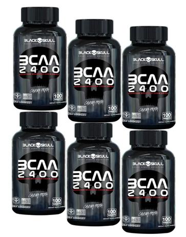 Combo 6x Bcaa 2400 (100caps) - Black Skull Menor preço em Combo 6x Bcaa 2400 (100caps) - Black Skull