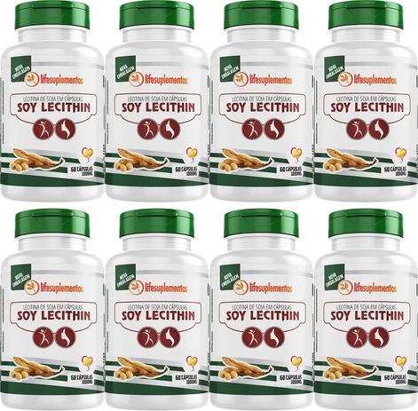 COMBO - 8UN Soy Lecithin 60 cápsulas 1000mg Lecitina De Soja - Melcoprol Menor preço em COMBO - 8UN Soy Lecithin 60 cápsulas 1000mg Lecitina De Soja - Melcoprol