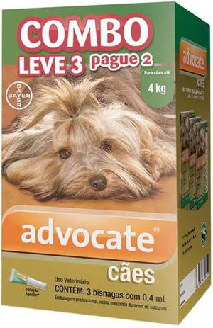 Combo Antipulgas Advocate Cães (0,4ML) até 4KG - Bayer Menor preço em Combo Antipulgas Advocate Cães (0,4ML) até 4KG - Bayer
