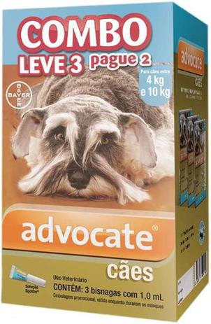 Combo Antipulgas Advocate Cães (1,0ML) 4 a 10KG - Bayer Menor preço em Combo Antipulgas Advocate Cães (1,0ML) 4 a 10KG - Bayer