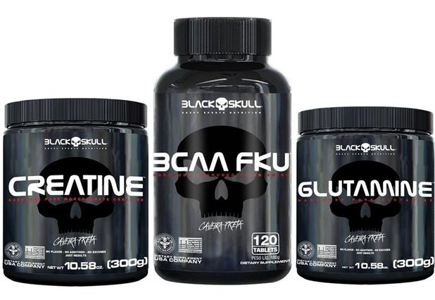 combo Bcaa FKU (120caps) + Glutamina 300g + Creatina 300g - Black Skull é boa?