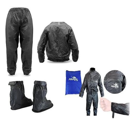 Combo Capa Roupa Chuva Bolso Piraval Pvc Preta Moto Motoqueiro + Polaina Galocha Menor preço em Combo Capa Roupa Chuva Bolso Piraval Pvc Preta Moto Motoqueiro + Polaina Galocha