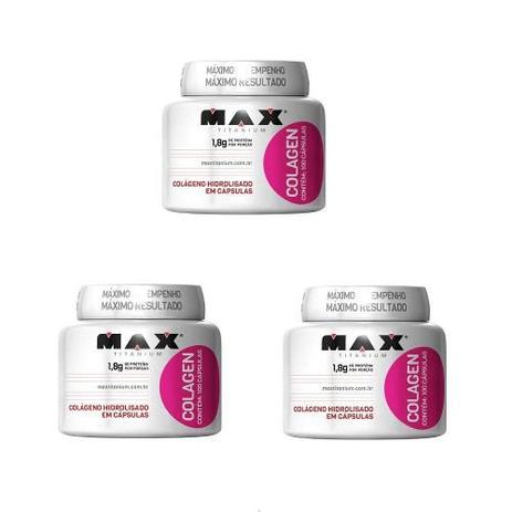 Combo Colágeno Hidrolisado Puro 100caps Max Titanium 3 unidades Menor preço em Combo Colágeno Hidrolisado Puro 100caps Max Titanium 3 unidades