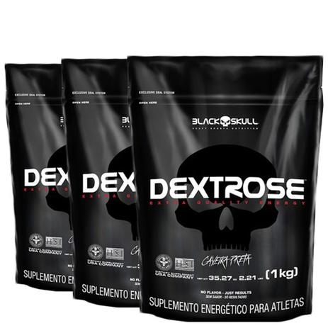Combo com 3x Dextrose Black Skull 1Kg Menor preço em Combo com 3x Dextrose Black Skull 1Kg