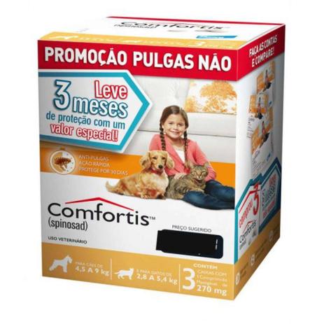 Combo Comfortis Antipulgas Spinosad 270mg Elanco 03 Comp Menor preço em Combo Comfortis Antipulgas Spinosad 270mg Elanco 03 Comp
